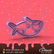 tema baby squalo cookie cutter - taglierina del biscotto casa cucciolo di stl fondant sharp freddo pioppo 3d print model - Mito3D