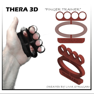 thera 3d dedo treinador elíptico 4 argolas esporte ginástica ferramenta ocupacional terapia mão fortalecedor thera3d praticante exercício firmeza pulso coordenação treinamento exercite academia 3d print model - Mito3D