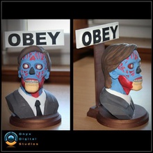 vivono busto posa 02 - obbedire vari theylive fanart film classico orrore cranio statua scultura il 3d print model - Mito3D