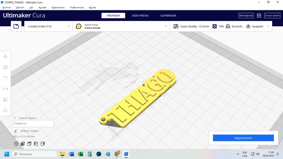 Thiago llavero 3d print model - Mito3D