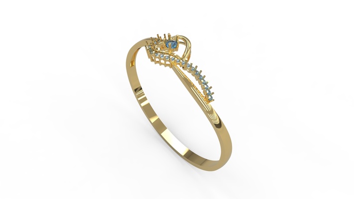 thin gold bracelet diamond stone - heart bracelets bangle stl printed 3d rich luxury 3d print model - Mito3D