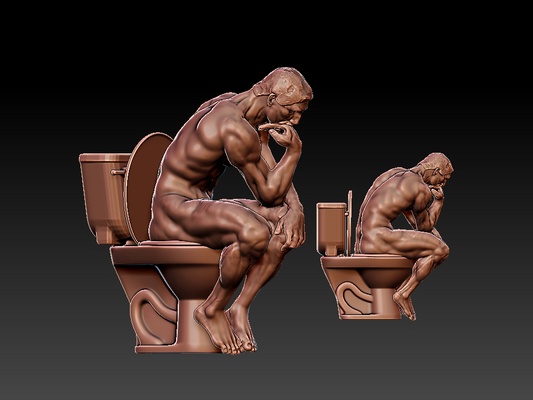 düşünen tuvalet baskı heykel dekor sanat yunan david 3d print model - Mito3D