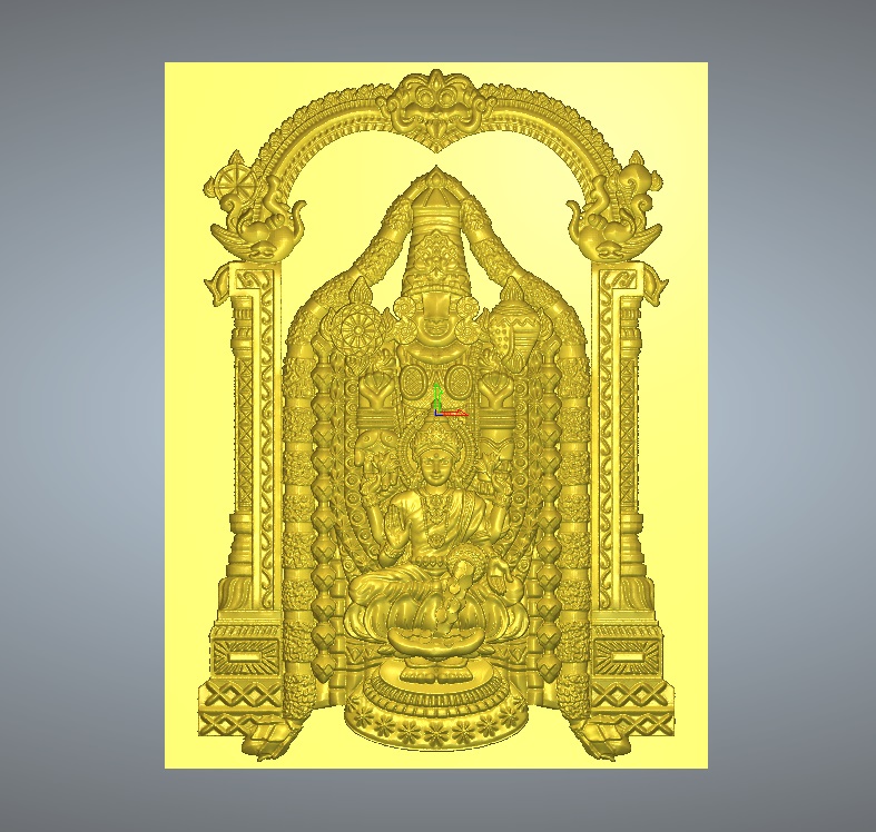 Thirupati balaji lakshmi legna intaglio 3D print model - Mito3D