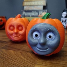 thomas pumpkin - halloween art tank train engine cursed meme jack lantern spoopy 3d print model - Mito3D