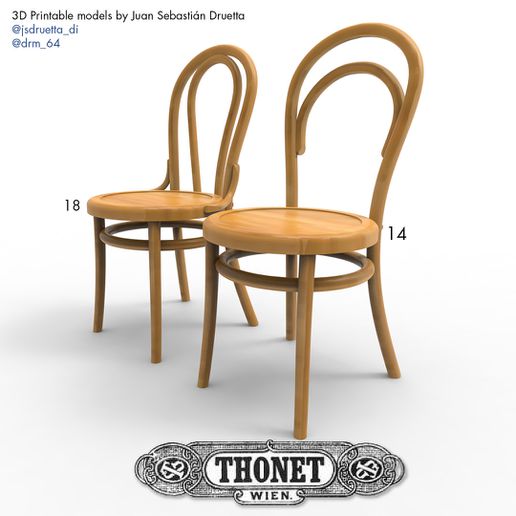 Thonet 14 18 Stühle 1 64 Architektur Modelle industriell Design cast Zoll Diorama Michael 3D print model - Mito3D