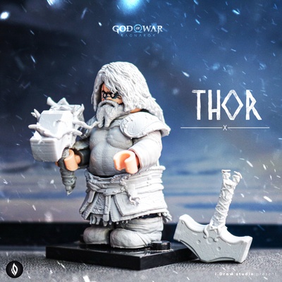 thor - god of war ragnarok custom minifigures godofwar monochrome games toys gamestoys valhala odin 3d print model - Mito3D