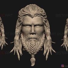 Thor tête Chris Hemsworth vengeur fin jeu 3d impression modèle art longue barbe cheveux 3d print model - Mito3D