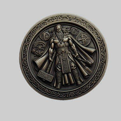 thor mitología dios medallón arte nórdico odin colgante pendiente 3d print model - Mito3D