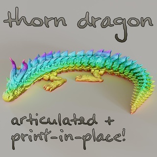 thorn dragon - cute wiggle articulated flexi lizard high detail print place Game segmented toy spike spine 3d print model - Mito3D
