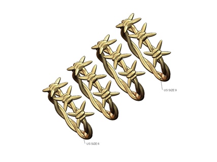 espinhos brabwire moda banda us tamanhos 6to9 3d impressão modelo arame farpado fio religioso anel ouro prata joalheria imprimível jóias empilhador empilhável declaração Espinho 3d print model - Mito3D