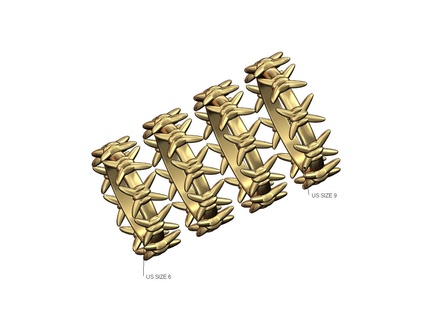 espinhos eternidade brabwire moda banda us tamanhos 6to9 3d impressão modelo arame farpado religioso anel ouro prata joalheria imprimível jóias empilhador empilhável declaração Espinho fio 3d print model - Mito3D