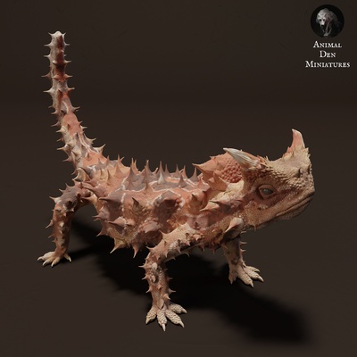 épineux diable animal compagnon reptile lézard reptilien gecko sauvage faune créature réaliste sculpture figurine figure miniature désert 3d print model - Mito3D