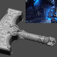 thors hammer mjolnir god war - fan art 3d print model cosplay thor blade horror halloween kratos game accessories axe equipment toy weapon sword shield playstation games toys 3d print model - Mito3D