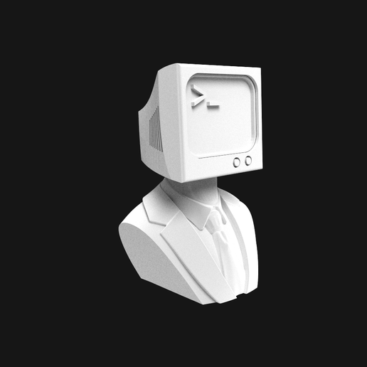 pensamiento procesador Arte busto crt monitor pantalla 3D print model - Mito3D