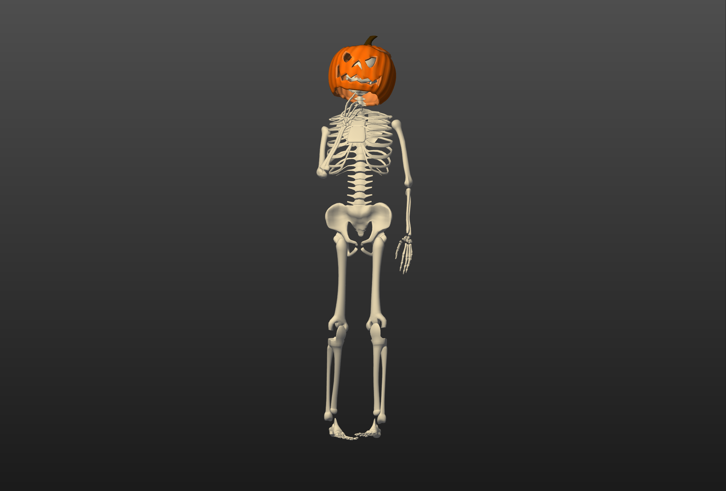 pensoso scheletro carattere personaggi zucca strega cappello Halloween print in place 3D print model - Mito3D