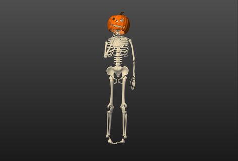 thoughtful skeleton character characters pumpkin witch witch's hat halloween print-in-place 3d print model - Mito3D