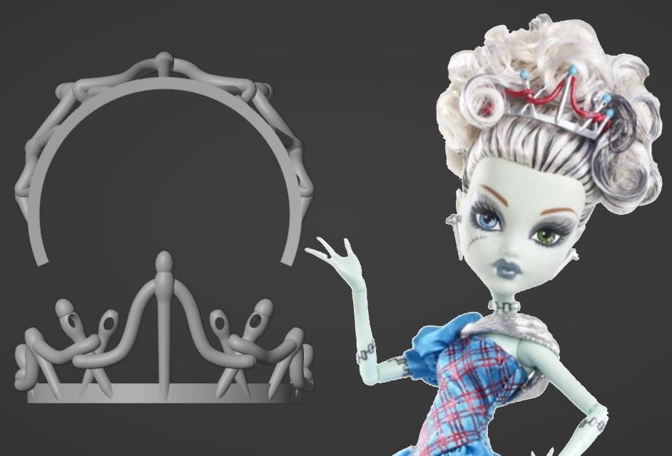 threadarella crown earrings replacement monster high doll custom accessory tiara frankie stein scarily ever 3D print model - Mito3D