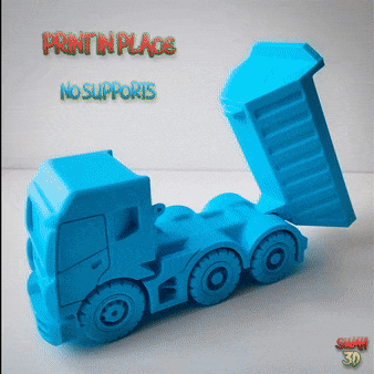 three-axle dumper truck workable - print place Game construction vehicle trailer tractor lorry in toy auto cars car dump articulated 3D print model - Mito3D