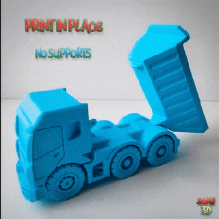 three axle compuerta camión factible impresión sitio juego construcción vehículo remolque tractor juguete auto coches coche vehiculo tugurio articulado 3d print model - Mito3D