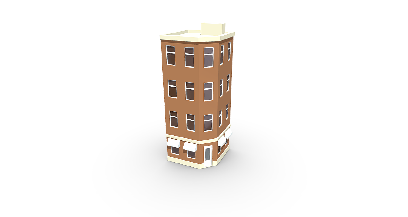 three story edificio tienda ciudad city assets juego game toy art lugares props escena arquitectura escuela politécnica casa hogar juguete casas departamento historia piso sala exposición 3D print model - Mito3D