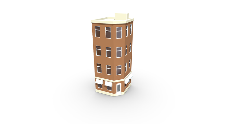 three-story building store city city-assets game game-assets toy-art places city-props cityscene architecture poly house home toy houses apartment three story floor showroom 3d print model - Mito3D