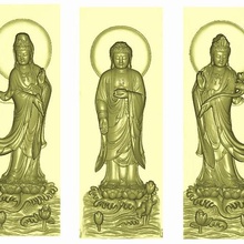trois bouddhas modèle bas-relief routeur cnc sculpture art le bouddhisme religon caractère la statue 3d gravure estampage chine japon zen artcam 3d print model - Mito3D
