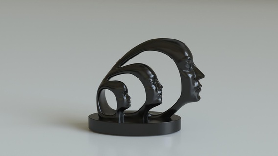 three face Art 3 women sculpture 3d print model - Mito3D