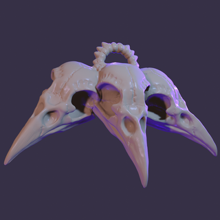 encabeçado Raven colar brinco gótico crânio animal joalheria 3d print model - Mito3D
