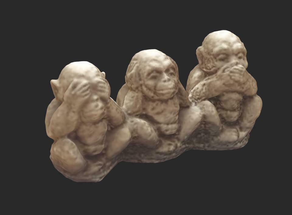three monkeys wisdom buddhism 3D print model - Mito3D