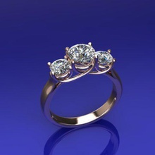 three stone 4 claw ring jewelry engagement diamond 3d print model - Mito3D