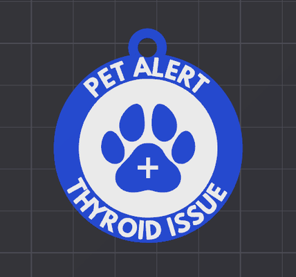 thyroid problem hund etikett 3d print model - Mito3D