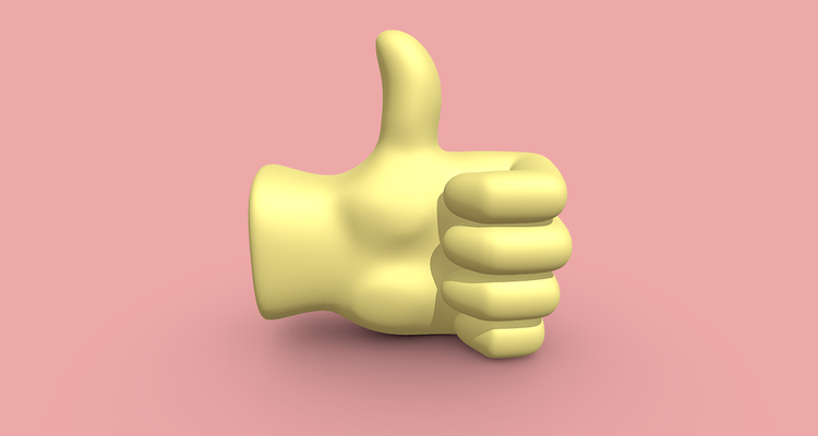 daumen up emoji kunst aufkleber emotion emoticon ausdruck illustration thumbs emoji druckbar 3d model hand geste genehmigung positiv förderung 3d print model - Mito3D