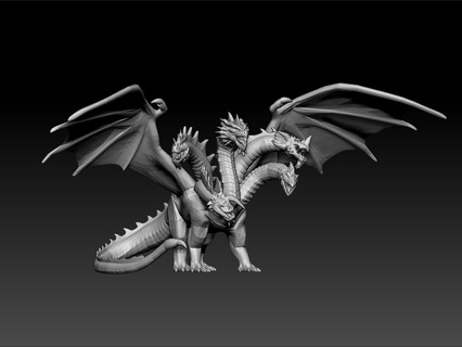 Tiamat 5 diretto Drago arte scrivania test modello sorprendente animale 3d print model - Mito3D