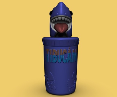 tibucan sharkdog tumbler Home glass netflix shark dog animated cartoon 3d print model - Mito3D