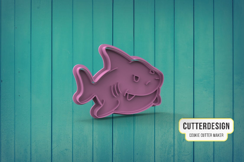 tiburon shark cookie cutter home cortante de galletita cookies decoracion tortas cake decoration reposteria shop mar sea baby bebe shower 3D print model - Mito3D