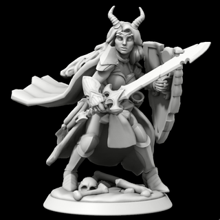 tiefling femmina paladino miniatura medievale rpg d esploratore fantasia dungeon draghi guerra gioco stl 3d print model - Mito3D