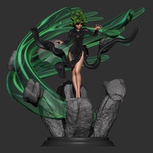 Tier Held Tatsumaki schlagen Kunst Knowama Anime Manga Beliebt Diorama Büste Bildhauerei Farbe weiblich sexy Mädchen Zauberer Hexe Welle Wind 3d print model - Mito3D