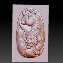 tiger art animal nature mountain rocks trees bas-relief emboss cnc 3d engraving sculpture woodcarving artcam pendant jewelry jade 3d print model - Mito3D