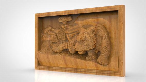 Tigre 3d stl cnc enrutador artcam aspirar archivos madera Arte pared decoración miling molino molienda 3d print model - Mito3D