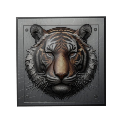 tigre animal soulagement art animaux yeggi mito3d buste google pendentifs médaillon relief wall mur 3d print model - Mito3D