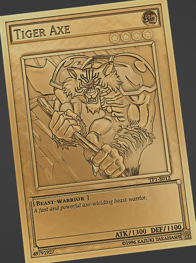 tigre hacha yu gi oh arte yugioh anime tarjeta konami alivio juego cartas manga yugi duelo monstruo yamiyugi 3d print model - Mito3D