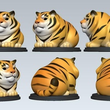 Tiger Karikatur niedlich Katze Zoo Säugetier Kunst Skulpturen 3d print model - Mito3D