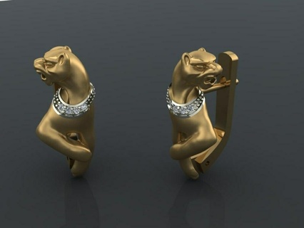 Tiger Ohrring e112 Armband Solitär Ring Schmuck Diamant Juwelen Saphir Gold Armreif Charakter Hochzeit Kunst einsam 3d print model - Mito3D