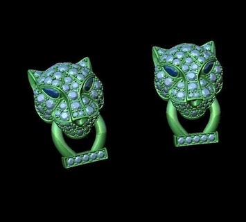 tigre orecchino e23 braccialetto solitario squillare gioielleria diamante gioielli zaffiro oro carattere nozze arte 3d print model - Mito3D