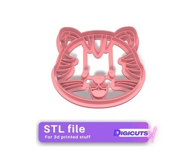 tiger face cookie cutter stl file animal bakery 3d printing kitchen 3d print model - Mito3D