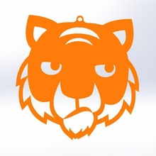 tigre viso portachiavi animale medaglia chiave catena 3d print model - Mito3D
