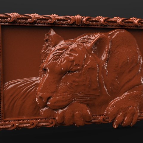 tiger frame art 3D print model - Mito3D