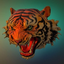 Tigre cabeza mamífero felino pantera grande gato selva feroz salvaje tatuaje 3d print model - Mito3D