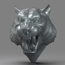 tigre cabeza 01 art los diseños de juguete la impresión 3d escultura animal 3d print model - Mito3D