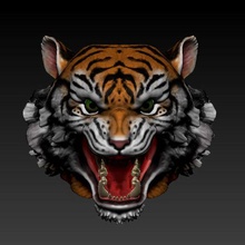 Tigre cabeza 02 felino selva pantera salvaje feroz tatuaje 3d print model - Mito3D
